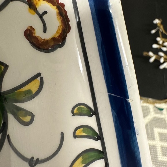 Sur la Table Appetizer Tray w/ Handles Portugal Stylized Foliage Folk Artsy - Picture 10 of 10